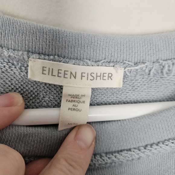 Eileen Fisher Soft Blue Long Sleeve Sweatshirt - Picture 5 of 6